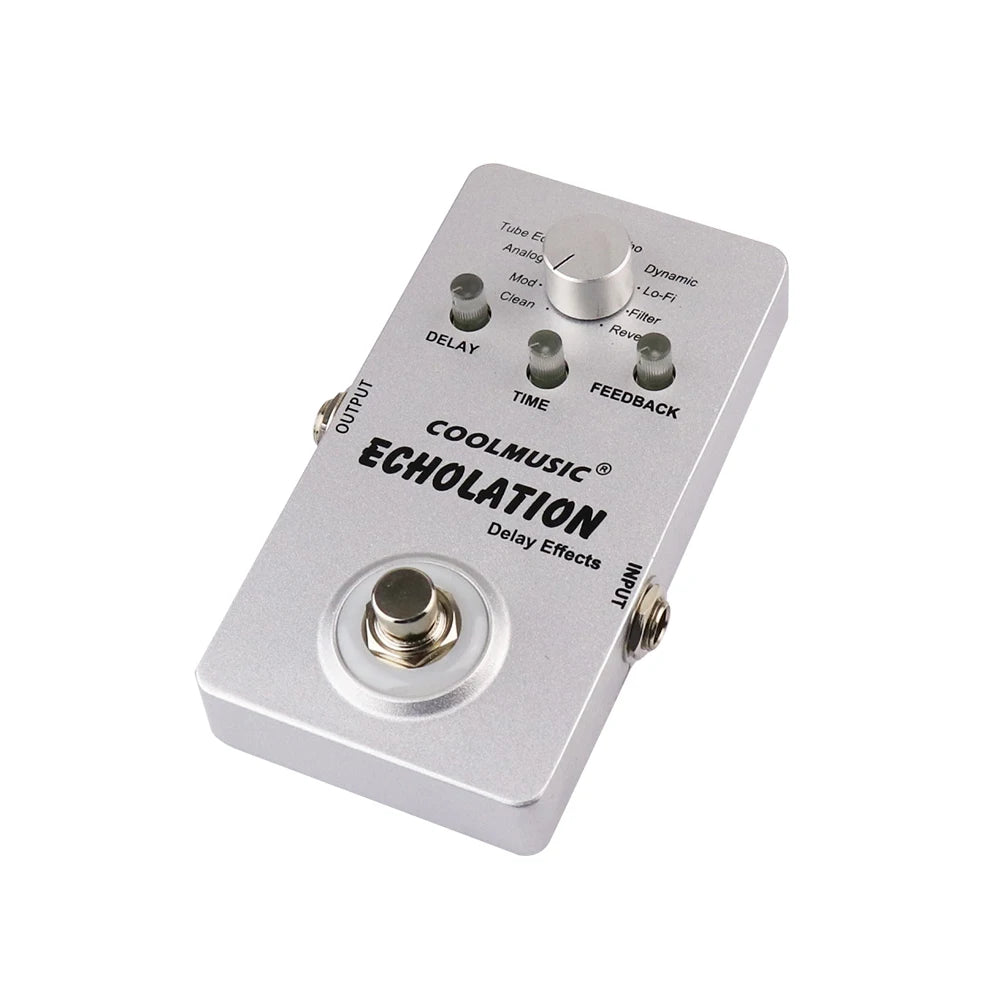 COOLMUSIC A-DE01 Echolation Guitar Accessories Digital Electric Guitar Delay Pedal with 9 Effects True Bypass Full Metal Shell