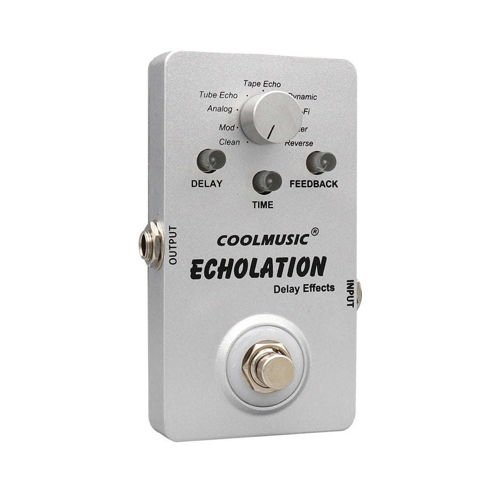 COOLMUSIC A-DE01 Echolation Guitar Accessories Digital Electric Guitar Delay Pedal with 9 Effects True Bypass Full Metal Shell