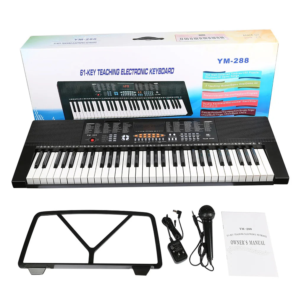 Lightweight Portable 61 Key Music Digital Electronic Keyboard Electric Piano Organ Training Teaching Supplies With 1 Microphone