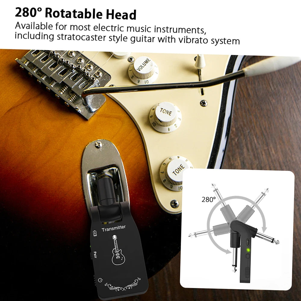 2.4G Wireless Guitar Transmitter Audio 6 Channels Guitar Wireless Transmitter Receiver for Electric Guitar Bass