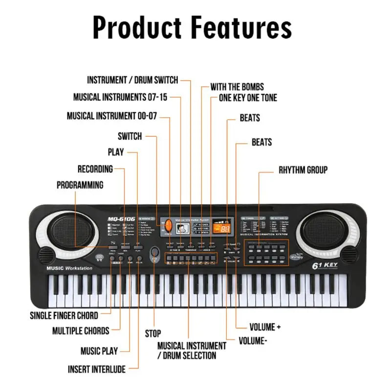 61 Keys Digital Music Electronic Keyboard for KEY Board Electric Piano Children Gift