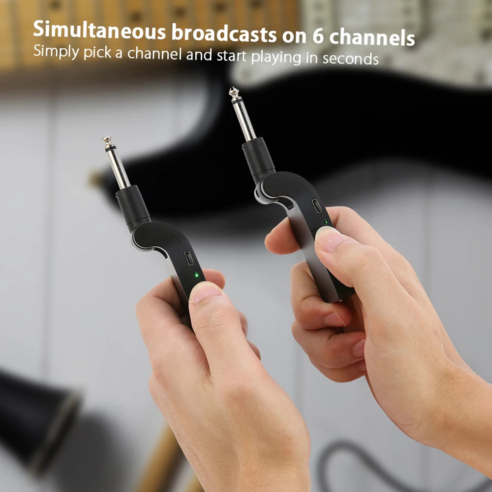 2.4G Wireless Guitar Transmitter Audio 6 Channels Guitar Wireless Transmitter Receiver for Electric Guitar Bass