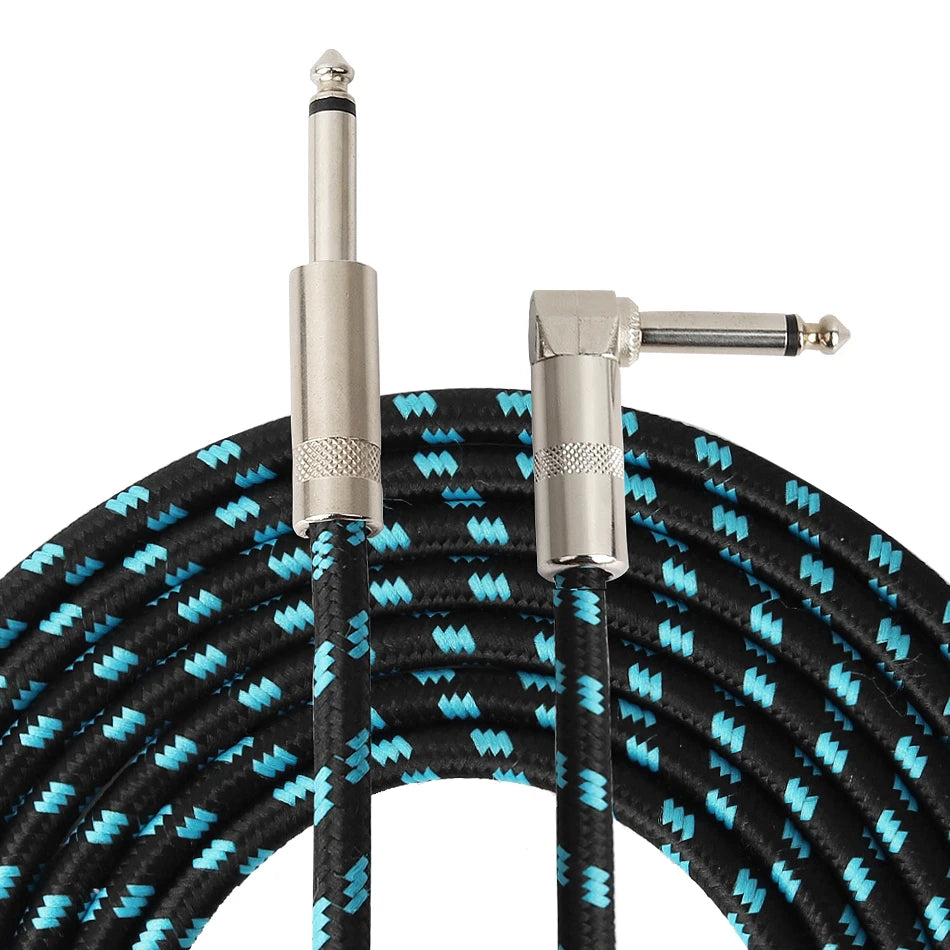 3 Meters 5 Meters 10/16.5 Feet Electric Guitar Cable Bass Musical Instrument Cable Braided 90% Shielded 6.35mm Straight To Angle