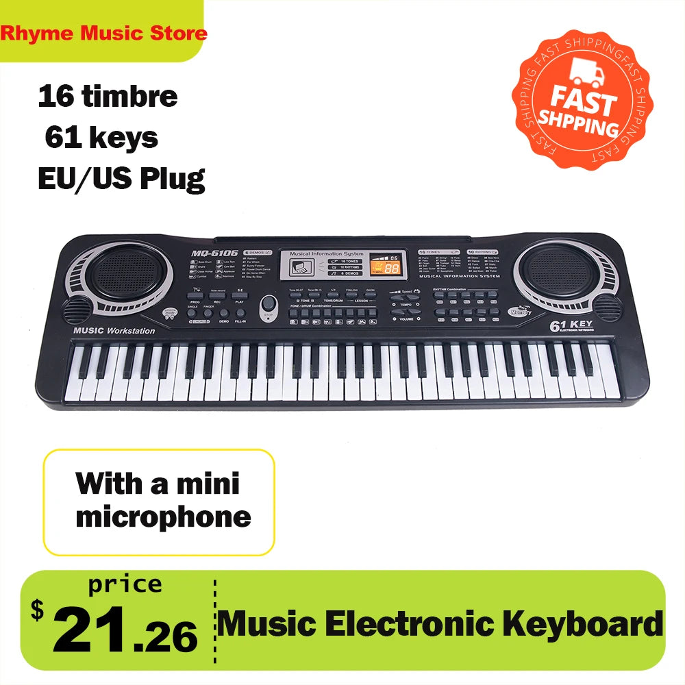 61 Keys Digital Music Electronic Keyboard Board Toy Gift Electric Piano Organ For Kids Multifunction And Delicate