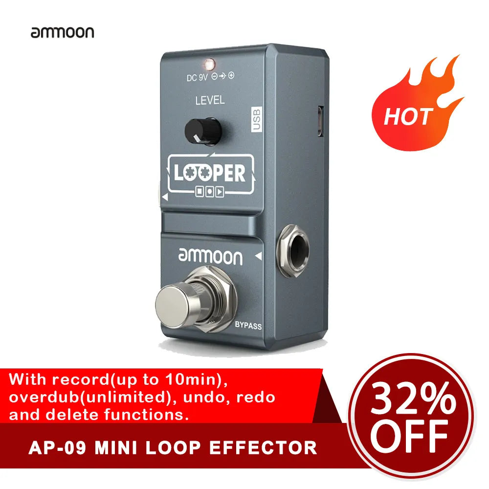 ammoon AP-09 Looper Guitar Pedal Nano Series Loop Electric Guitar Effect Pedal True Bypass Unlimited Overdubs Guitar Parts